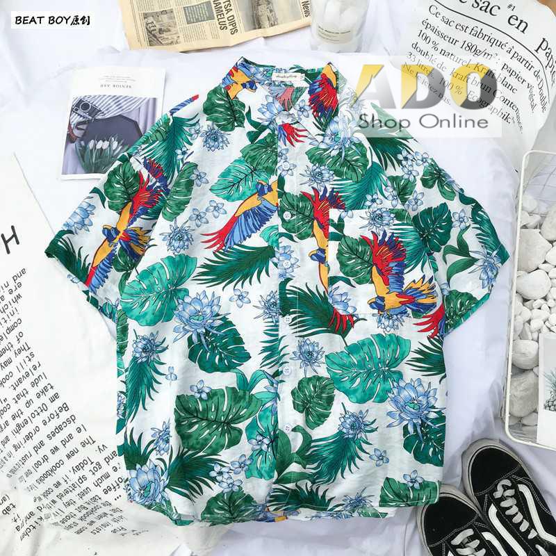 [HCM][ADO Shop] Áo sơ mi đi biển Hawaitt mẫu họa tiết lá sen vải Dũi