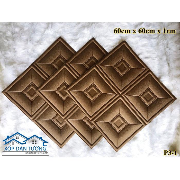 Combo 10 tấm xốp dán tường giả da họa tiết ô vuông kích thước 60 x 60 trẻ trung, lãng mạn