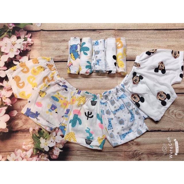 Combo 5 quần đùi cotton giấy bé trai bé gái, quần chục trẻ em