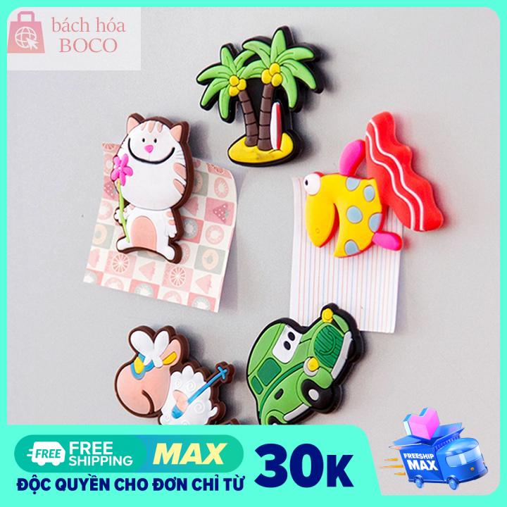 Combo 5 nam châm trang trí tủ lạnh hoạt hình silicon, nam châm dán tủ lạnh, nam châm dán giấy note