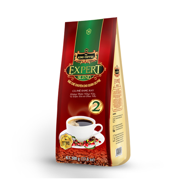 Cà Phê Rang Xay Expert Blend 2 KING COFFEE - Túi 500g - Sản phẩm đặc chế dành riêng cho quán café - cà phê nguyên chất Robusta & Arabica chọn lọc từ Buôn Ma Thuột và Đà Lạt - Đậm đà pha chút chua nhẹ