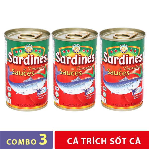 Combo 3 cá trích sốt cà Sardines Sailer Wheel hộp 155g