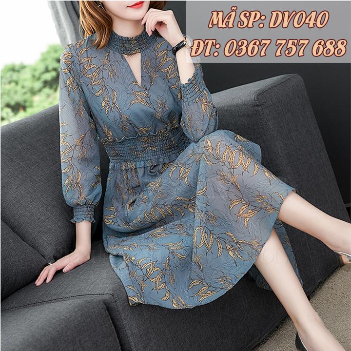 Váy đầm đẹp cho mẹ đầm dài qua gối sang trọng DV040