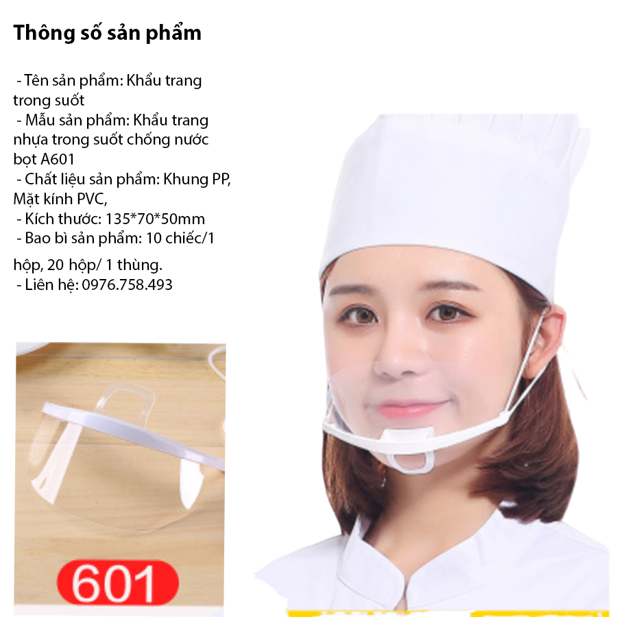 hộp 10 khẩu trang nhựa trong suốt mã 601