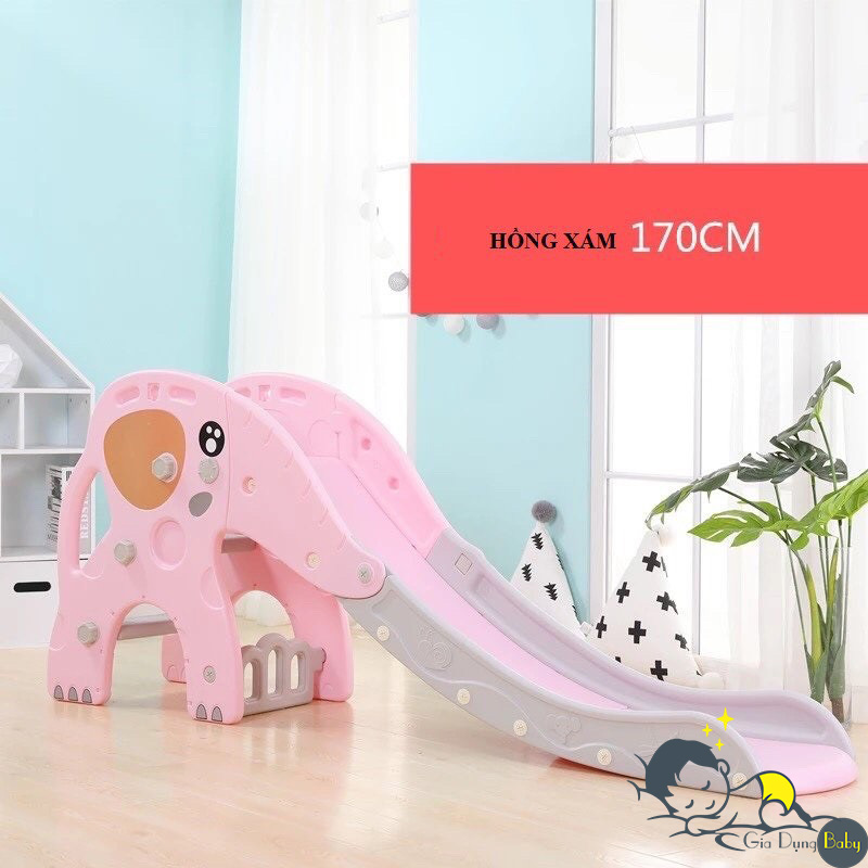 Cầu trượt con voi kiêm bóng rổ kích thích vận động cho bé