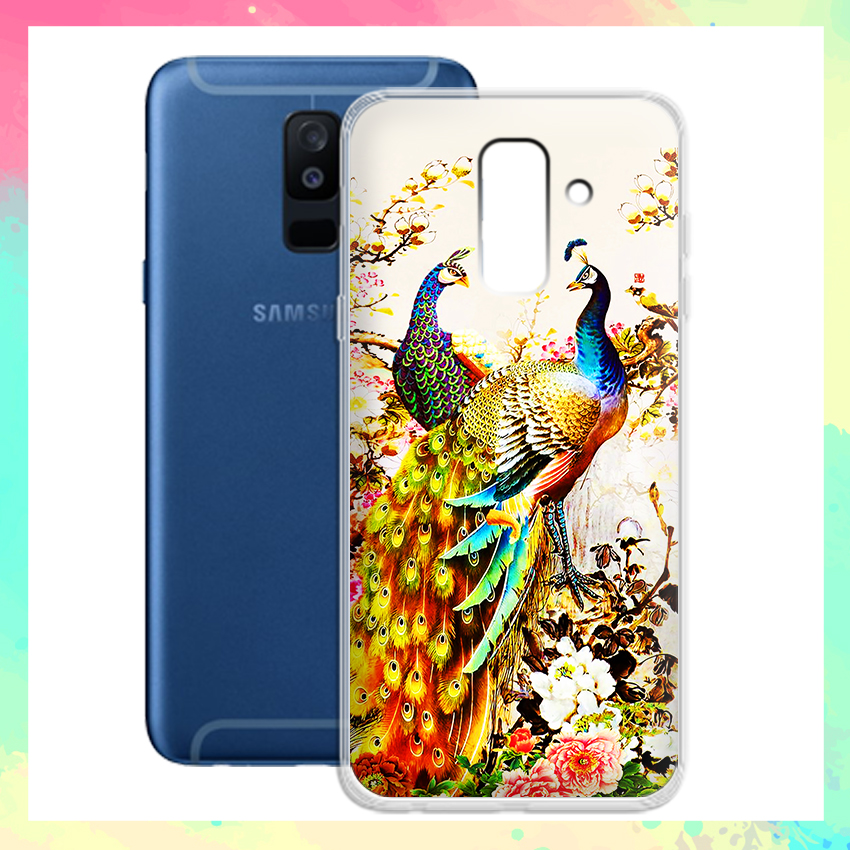 [HCM]Ốp lưng Samsung Galaxy A6 Plus 2018 in hình chim công - 01025 8203 KT02 - Silicone Dẻo