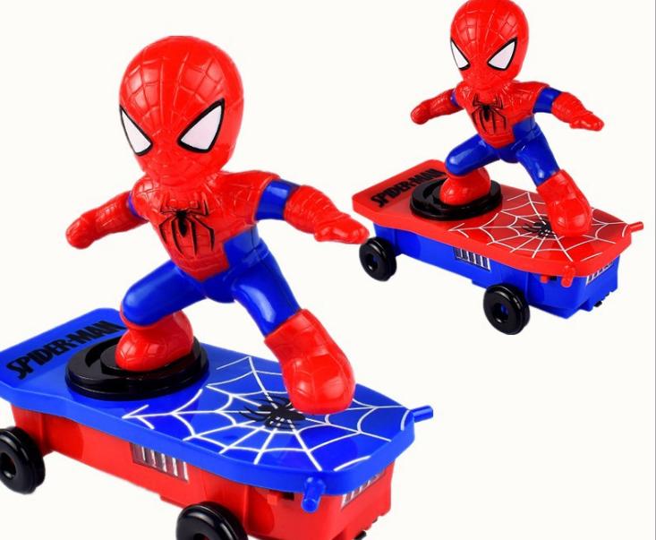 Đồ chơi trẻ em Người Nhện lướt ván - Siêu nhân nhện xoay 360 độ phát nhạc