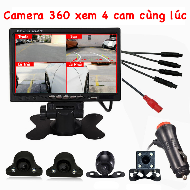[Chính hãng]Camera 360 Ô Tô Xem 4 Cam Cùng Lúc Trên Màn Hình 7inch Full HD Siêu Nét, 4 Camera trái, Cam Phải, Cam Trước, Cam Lùi Dùng, Điện áp 12V, BH 1 Năm, Hàn Chính Hãng 1 Đổi 1 Trong 12 Tháng - Labaha Shop
