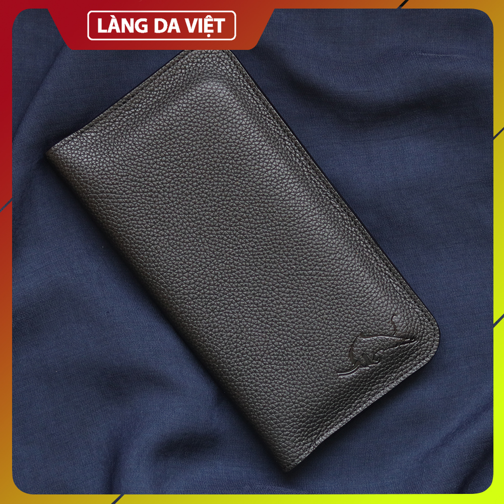 Ví nữ gập đôi da bò cao cấp chính hãng Làng Da Việt  màu Đen LDV0033