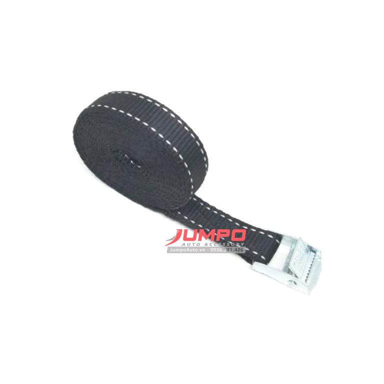 Dây chằng khóa cam 25mm 250kg đen chằng hàng hóa pallet, valy