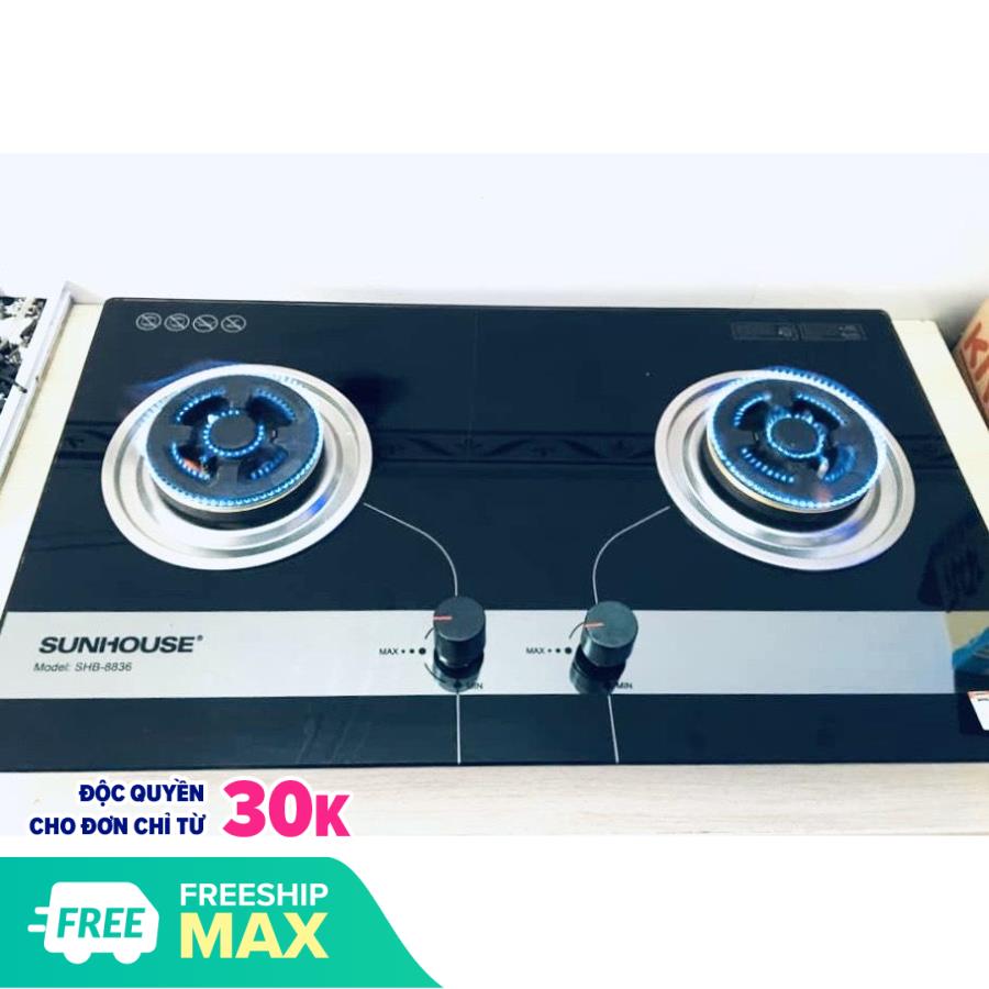 Bếp gas âm Sunhouse SHB8836 Hàng trưng bày - Đánh lửa IC , Cảm ứng ngắt gas tự động- Kiểu dáng sang trọng với mặt kính cao cấp