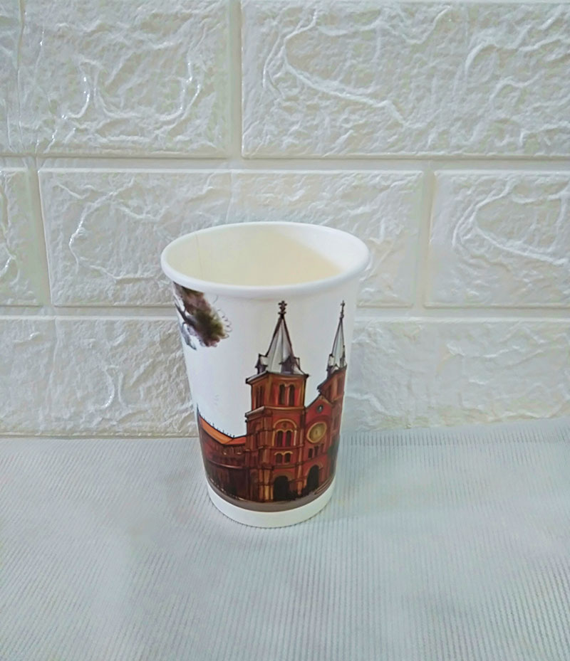 50 Ly Giấy In Hình Nhà Thờ 16oz - 450ml | Ly giấy cafe | Ly giấy 500ml | Ly giấy đựng cà phê | Cốc giấy | Ly giấy có nắp