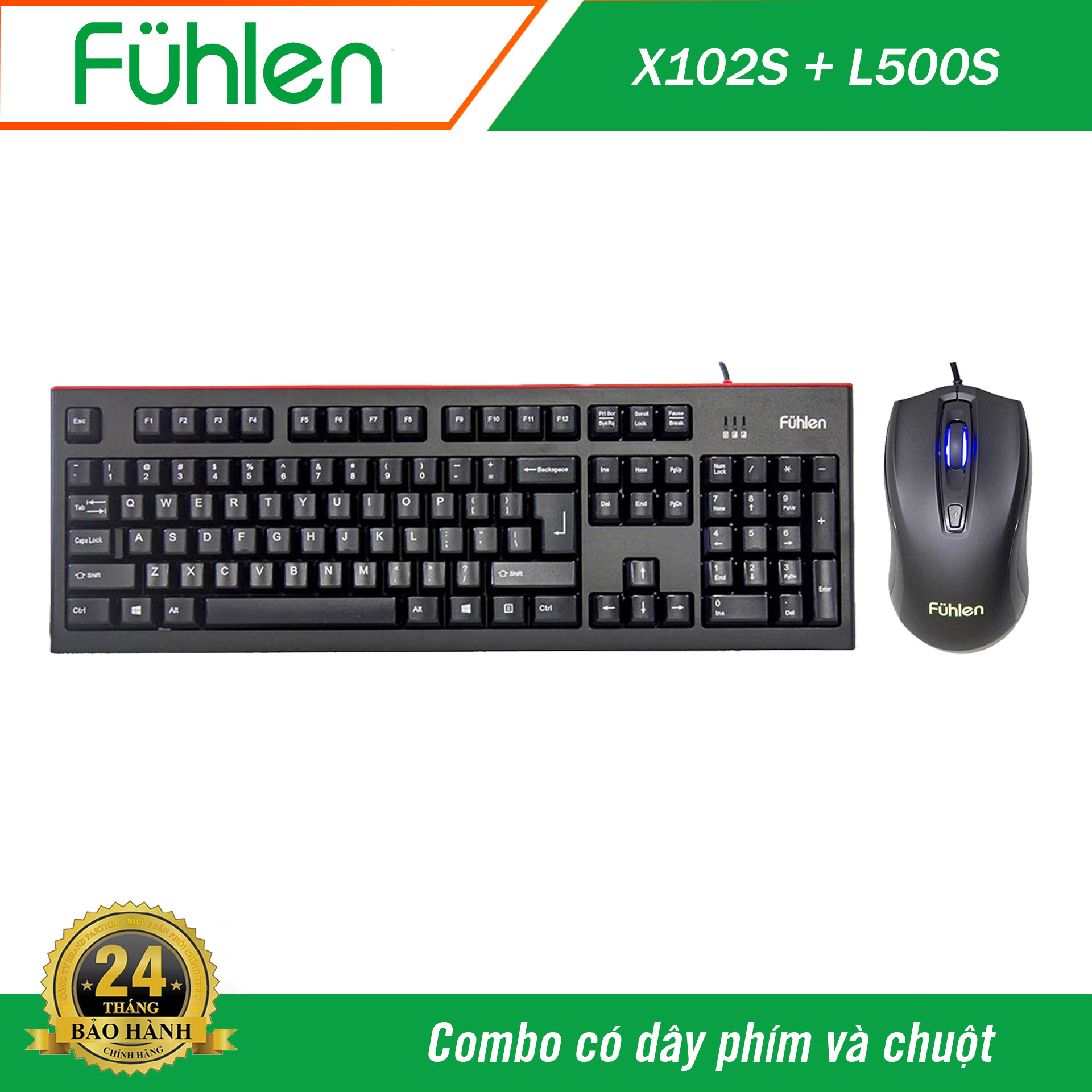 Bộ phím chuột có dây Fuhlen L500S và X102S - Hàng chính hãng