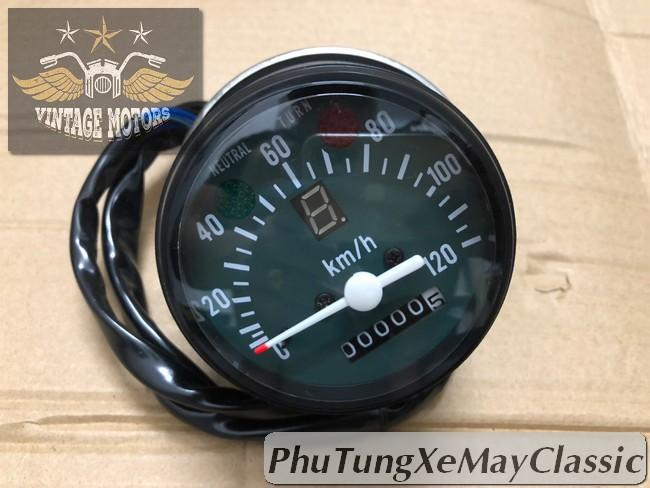ĐỒNG HỒ XE MÁY CLASSIC - đồng hồ báo số, báo km độ Harley Cafe Racer Tracker Chopper Bobber CG125 SU GN125 CD 67 WIN Honda Yamaha Suzuki