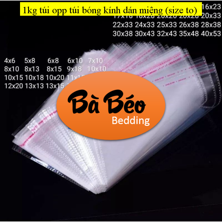 1kg túi opp túi bóng kính dán miệng (size to)