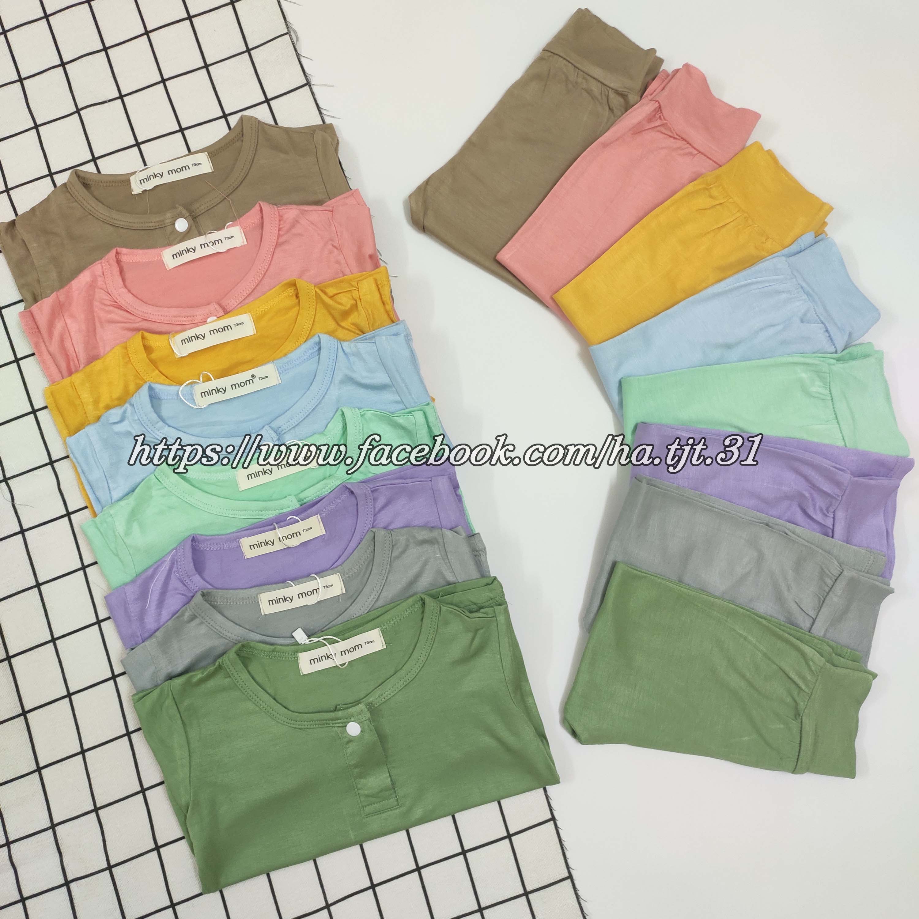 Bộ dài tay cạp cao thun lạnh minkymom cúc giữa cho bé yêu