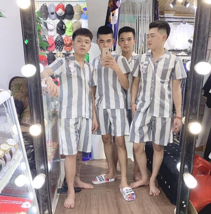 Bộ thun nam sơ mi cộc tay kẻ sọc ttshop