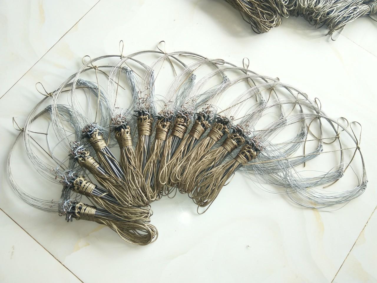 ( combo ) 2 bộ Giò đón bẫy gà rừng - cáp inox se 4 - 2 bộ 40 chân màu cỏ khô làm từ cáp inox không rỉ hàng chuẩn mua về chỉ việc sử dụng