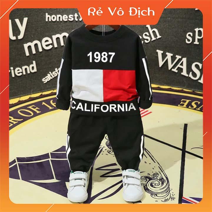 Sét bộ quần áo thu đông in hình 1987 dành cho bé trai 8-18kg chất vải đẹp thiết kế hợp thời trang.