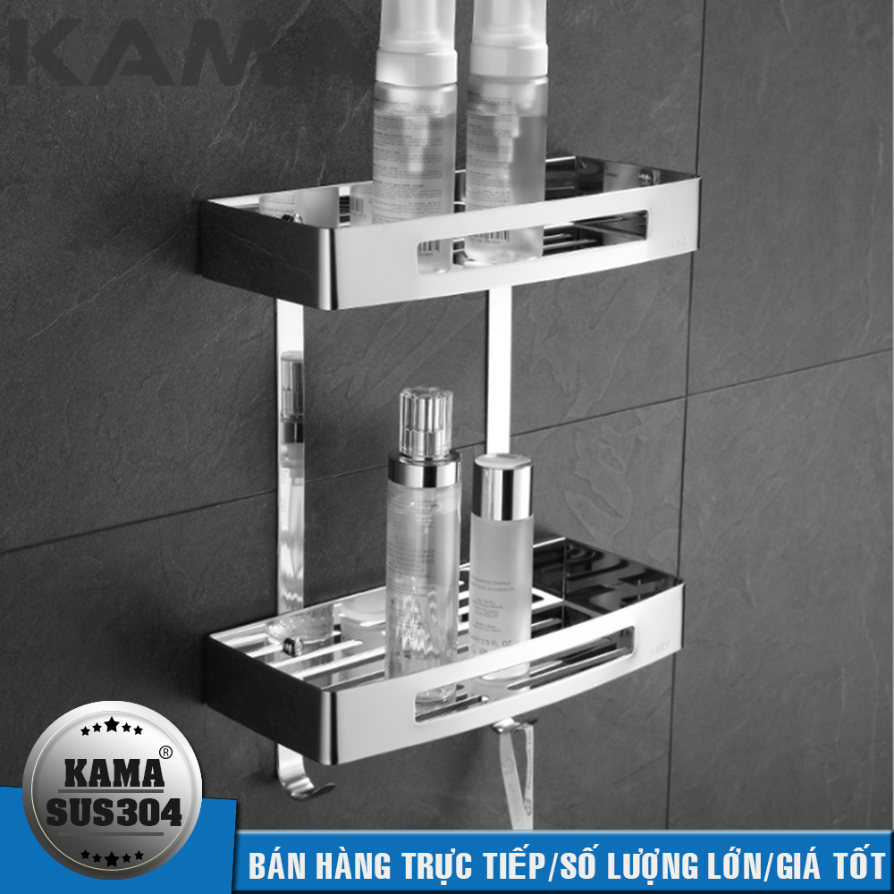 Kệ góc dầu gội phòng tắm inox 304 kama pt04 - kệ 2 tầng.