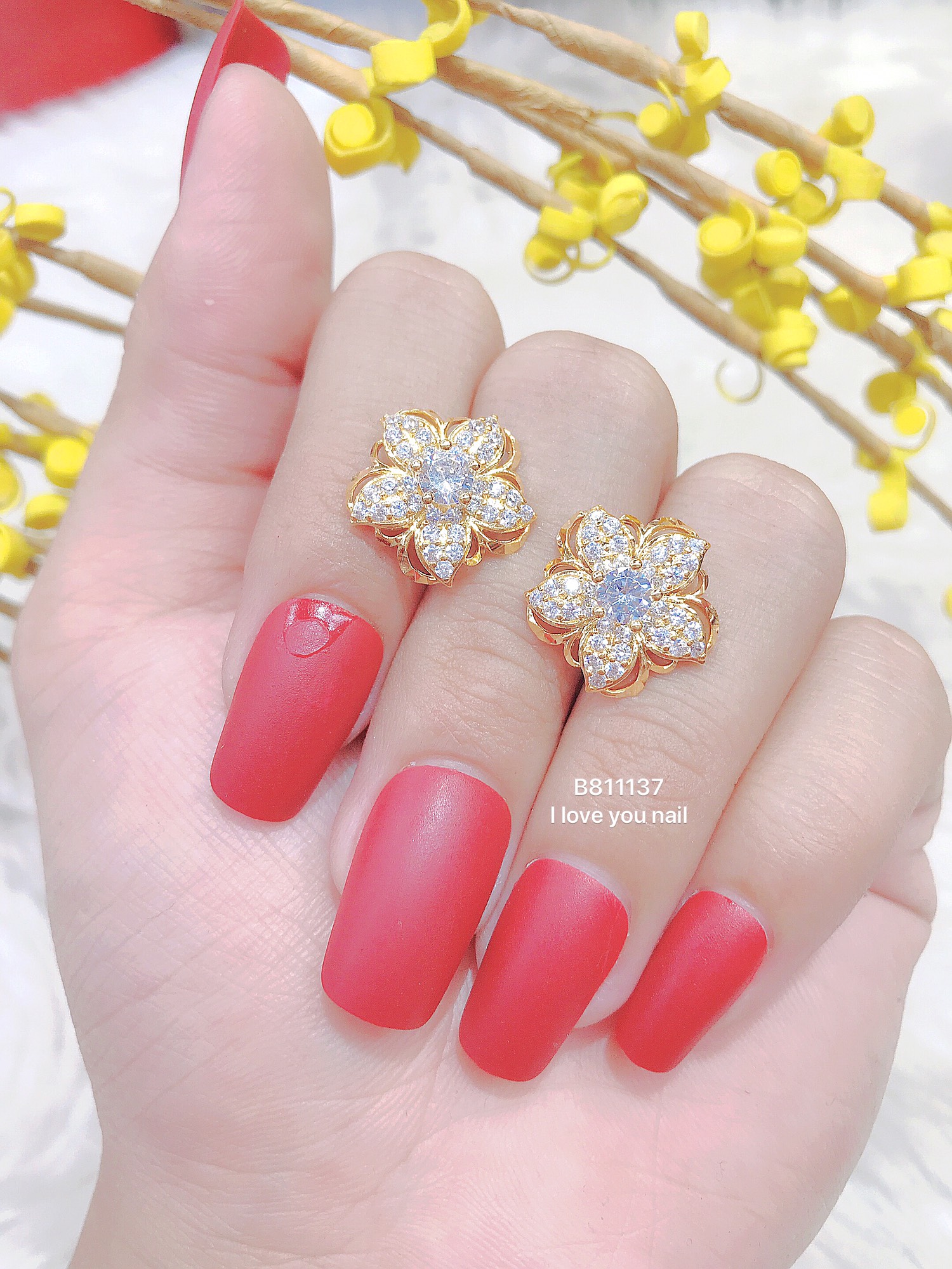 Bông tai nữ đính đá mạ vàng 18K cao cấp JK Silver, thiết kế tinh xảo cao cấp giá rẻ, trang sức hottrendU.bongtai261