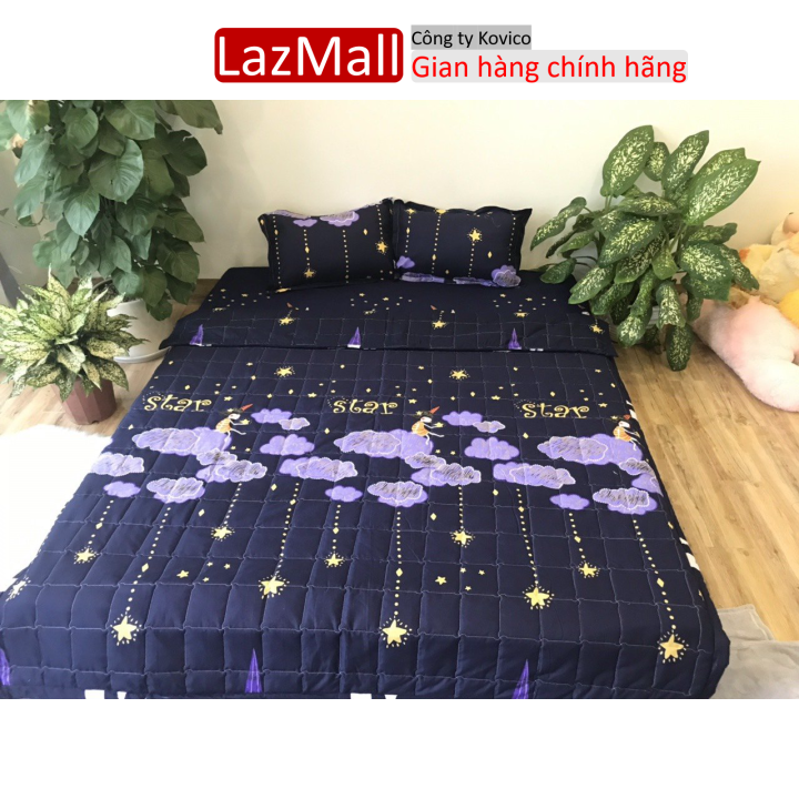 Bộ chăn hè ga gối 4 món cotton polymẫu sao rơi Sunzin Kho chăn ga gối, ga giường, drap giường