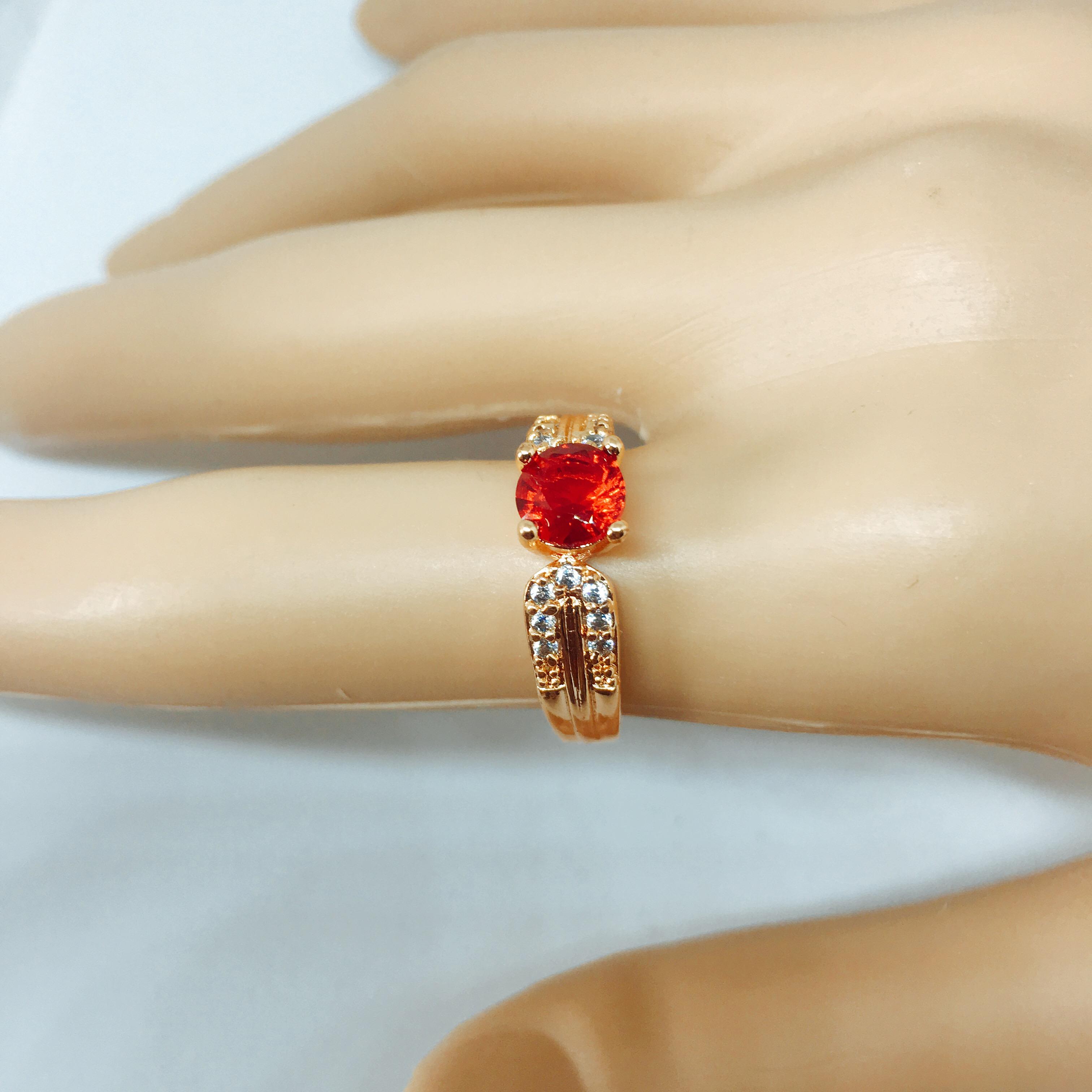 Nhẫn nữ đính đá cao cấp trang sức phong thủy, may mắn, tài lộc MS10 (màu đỏ)