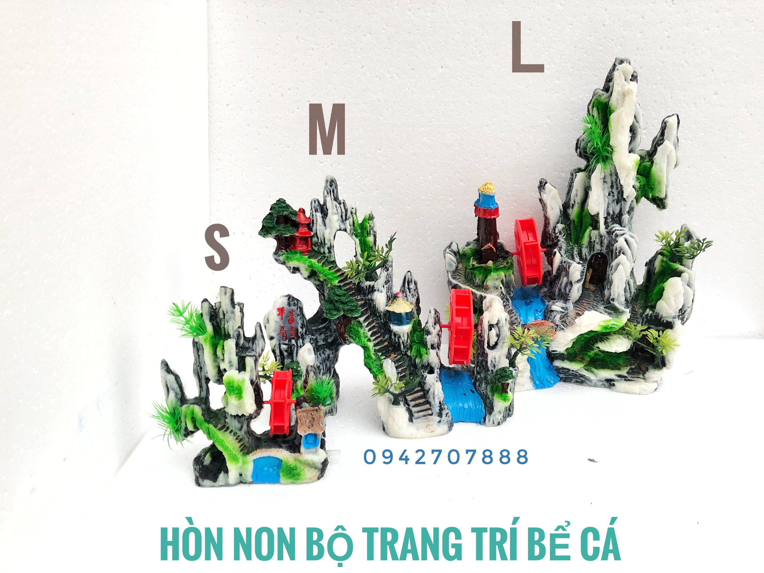 Mô hình hòn non bộ trang trí bể cá cảnh đủ size S/M/L