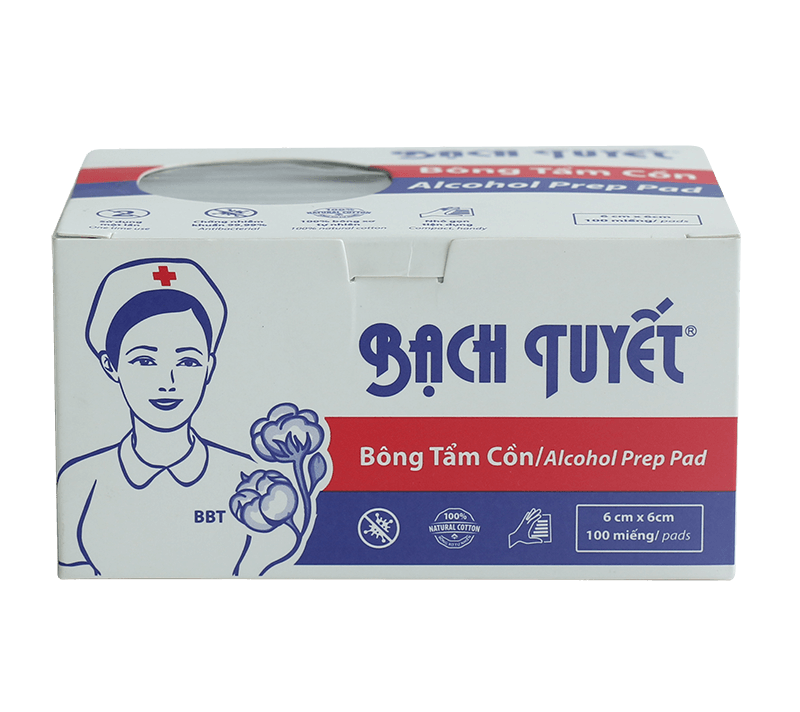 Bông tẩm cồn Bạch Tuyết - 100 miếng/hộp
