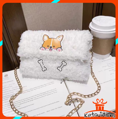 [Có video hướng dẫn] Túi tự đan len xù sticker Shiba