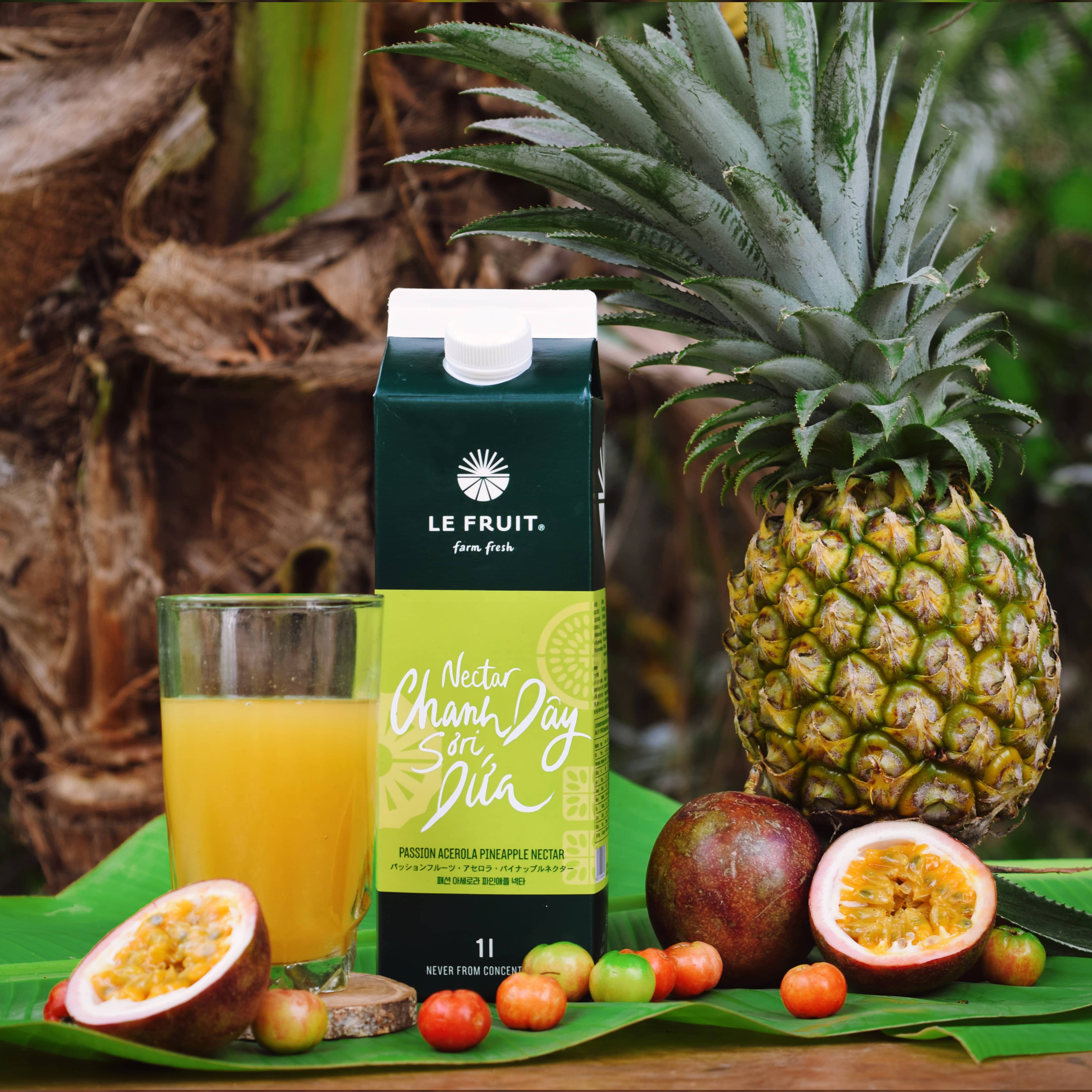 Nước ép trái cây tươi le fruit – nectar chanh dây sơ ri dứa 1l