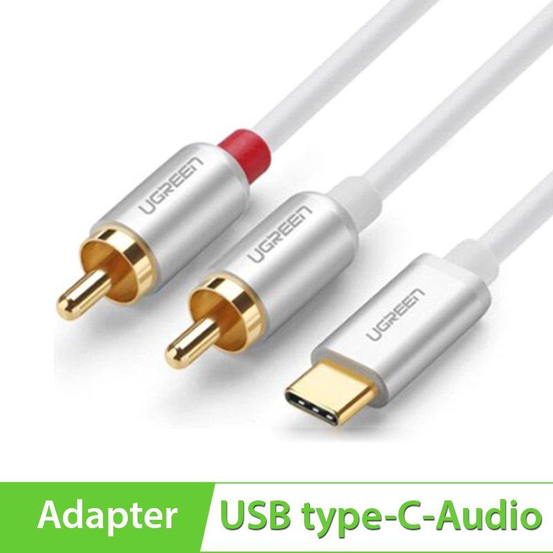Cáp chuyển đổi usb type c sang 2 đầu hoa sen rca cao cấp dài 1.5m ugreen 30735 av145