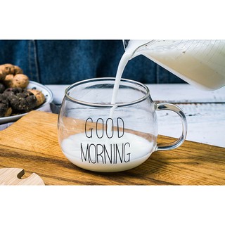 Ly thủy tinh tròn good morning