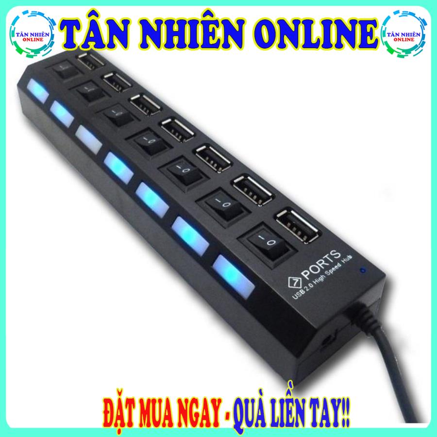 Bộ chia cổng usb, usb hub 7 port có công tắc tiện ích