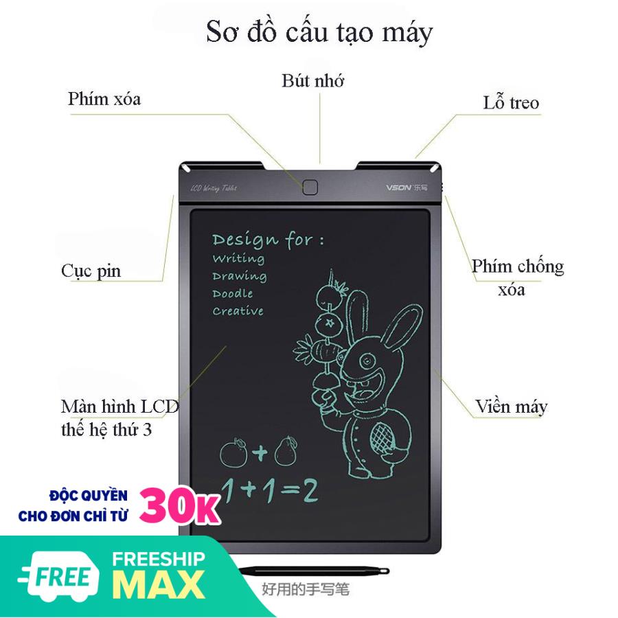 Bảng viết điện tử thông minh không cần xóa đa năng VSON cỡ lớn 13 inch