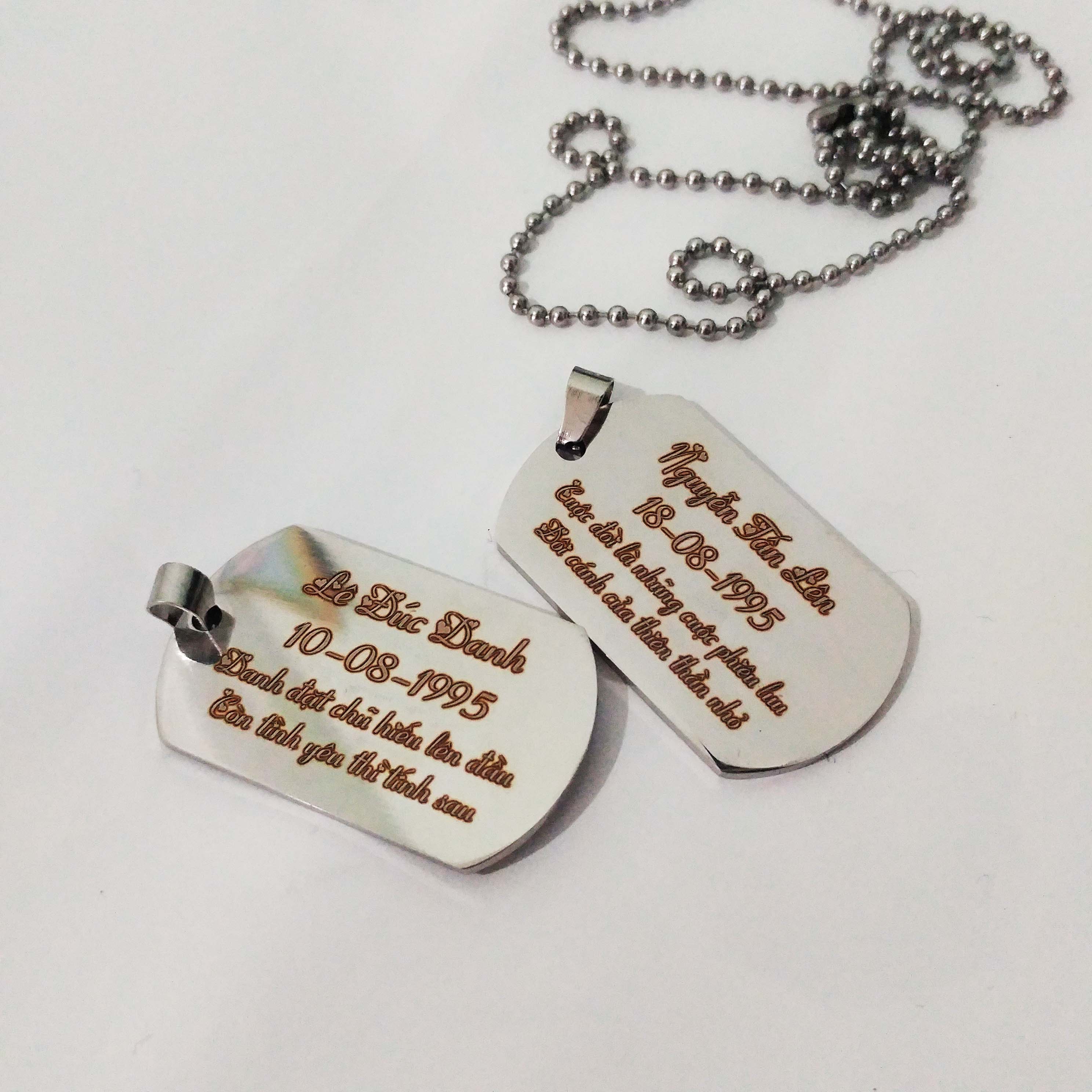 Dây chuyền (Vòng cổ) thẻ bài dogtag khắc tên theo yêu cầu | vòng cổ dogtag | Dây chuyền dogtag | Thẻ bài lính dogtag | QUÀ TẶNG LƯU NIỆM