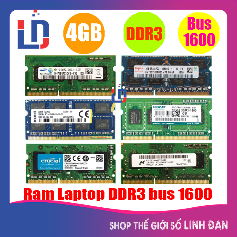 Ram Laptop 4GB DDR3 bus 1600 (nhiều hãng)Kingston samsung Hynix PC3 - 12800S - LTR3 4GB