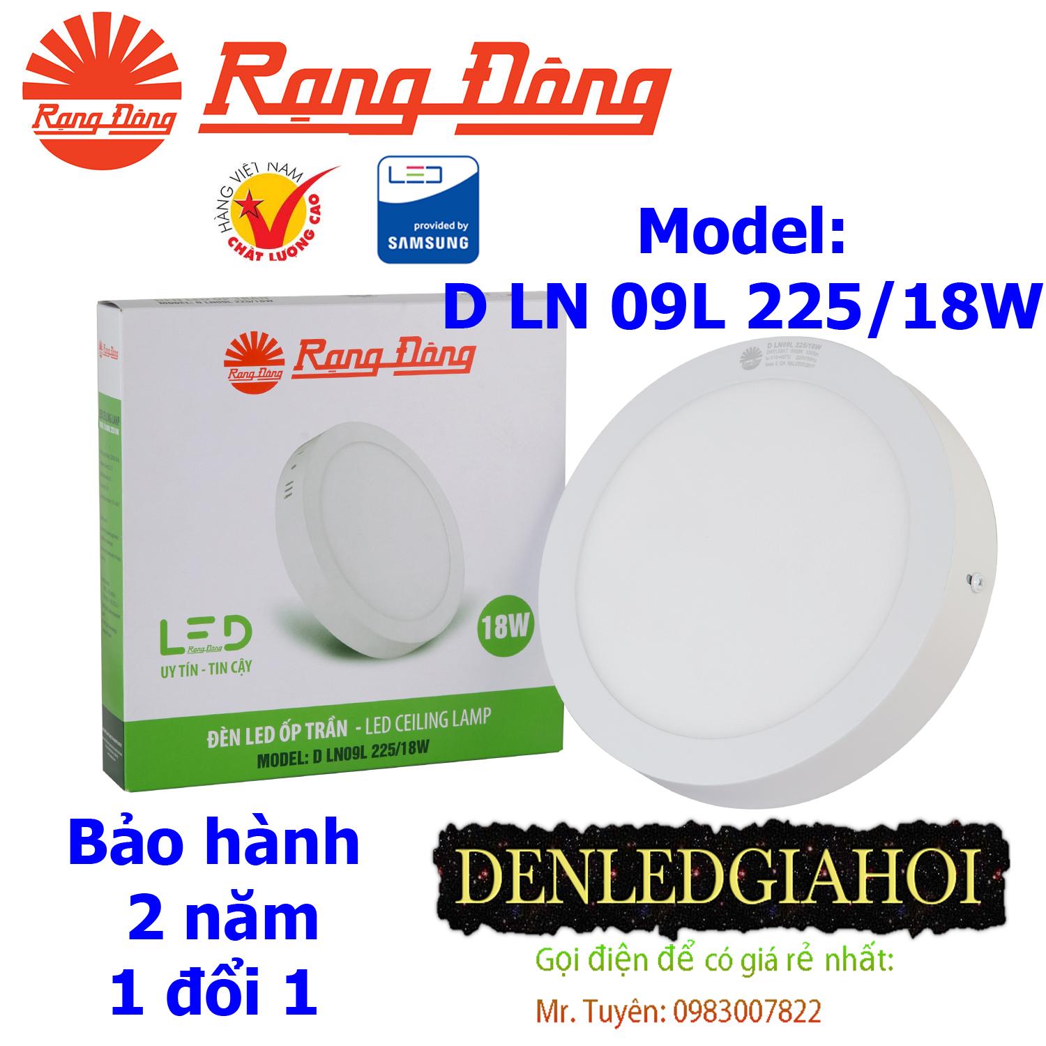Đèn led ốp trần 18w rạng đông, mã d ln 09l 225/18w