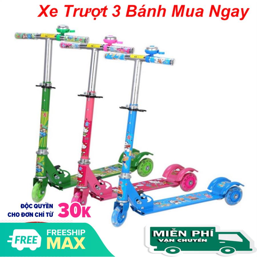 Xe scooter trẻ em xe trượt 3 bánh mua ngay xe trượt scooter 3 bánh cho trẻ em có đèn led kèm chuông có thể điều chỉnh độ cao an toàn chất lượng