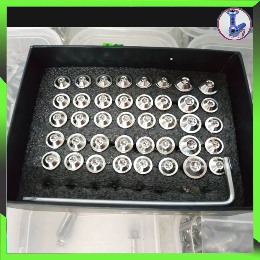 [HCM]Ốc áo xe  Exciter 2010   full 40 con (Inox Xanh titan)dòng ốc Proti ốc kiểu xe máy
