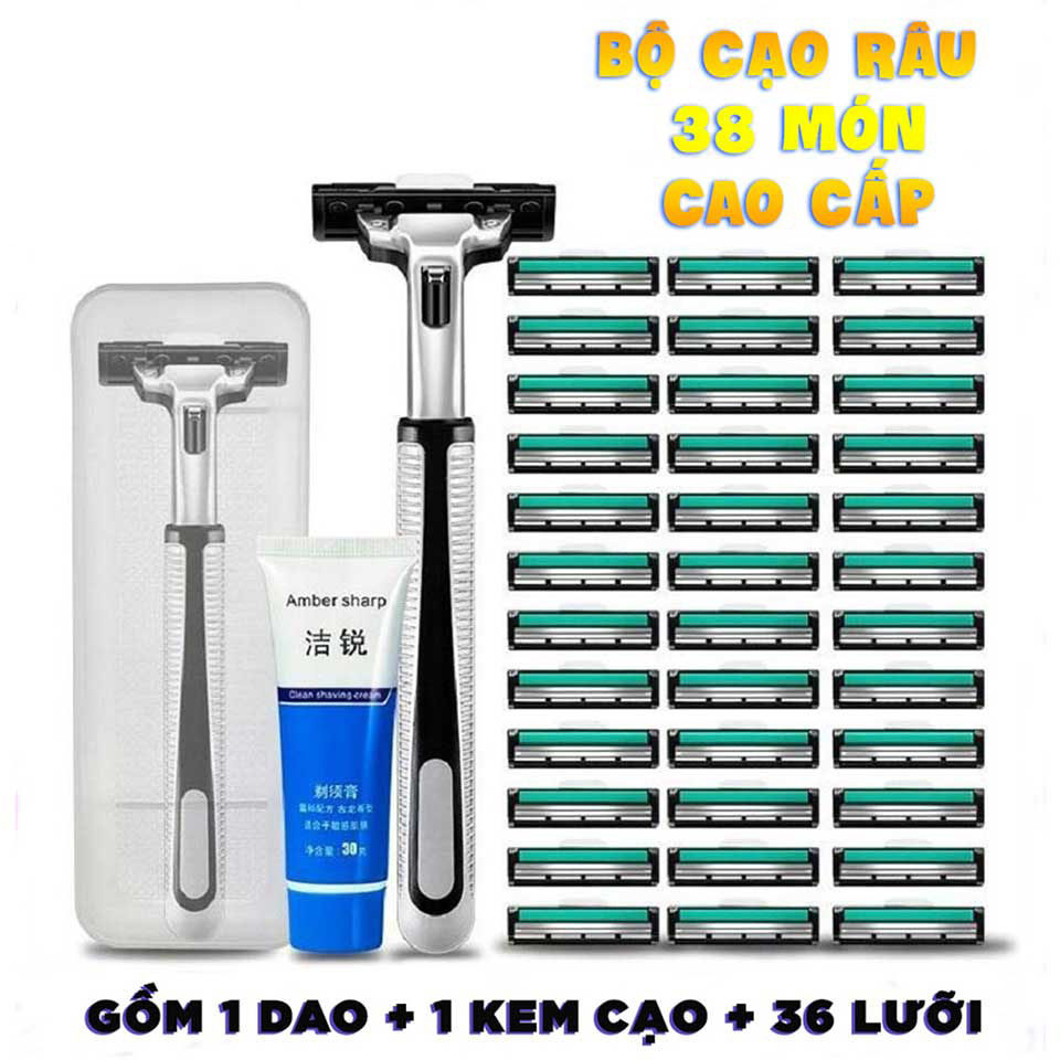 Bộ dao cạo râu 38 món tặng kèm kem cạo râu