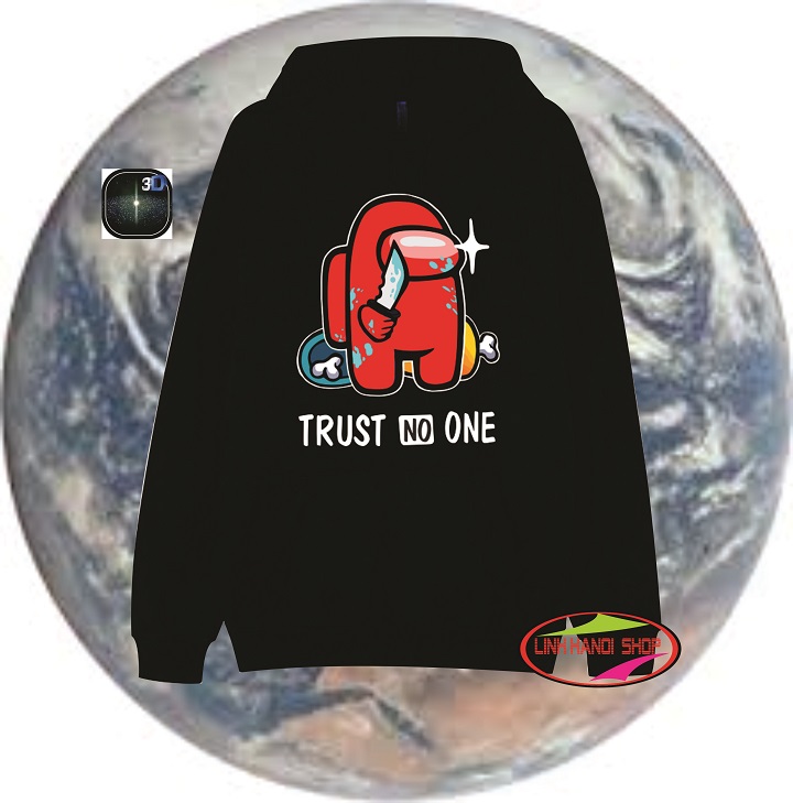 Áo khoác Nỉ Màu đen Hoodie Amongus chất liệu nỉ mềm mại in hình màu đỏ