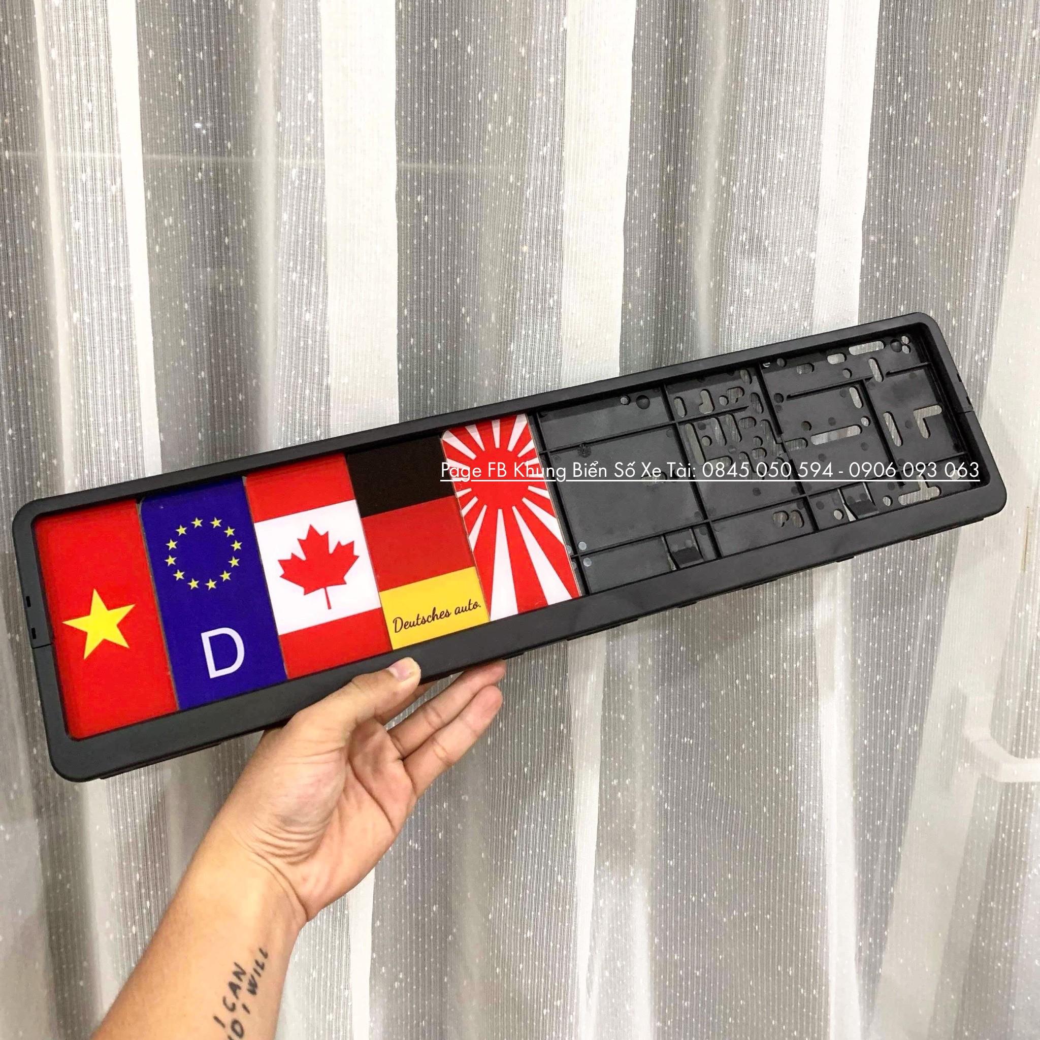 Khung biển số xe ô tô Châu Âu Wurth phiên bản Combo 5 Cờ
