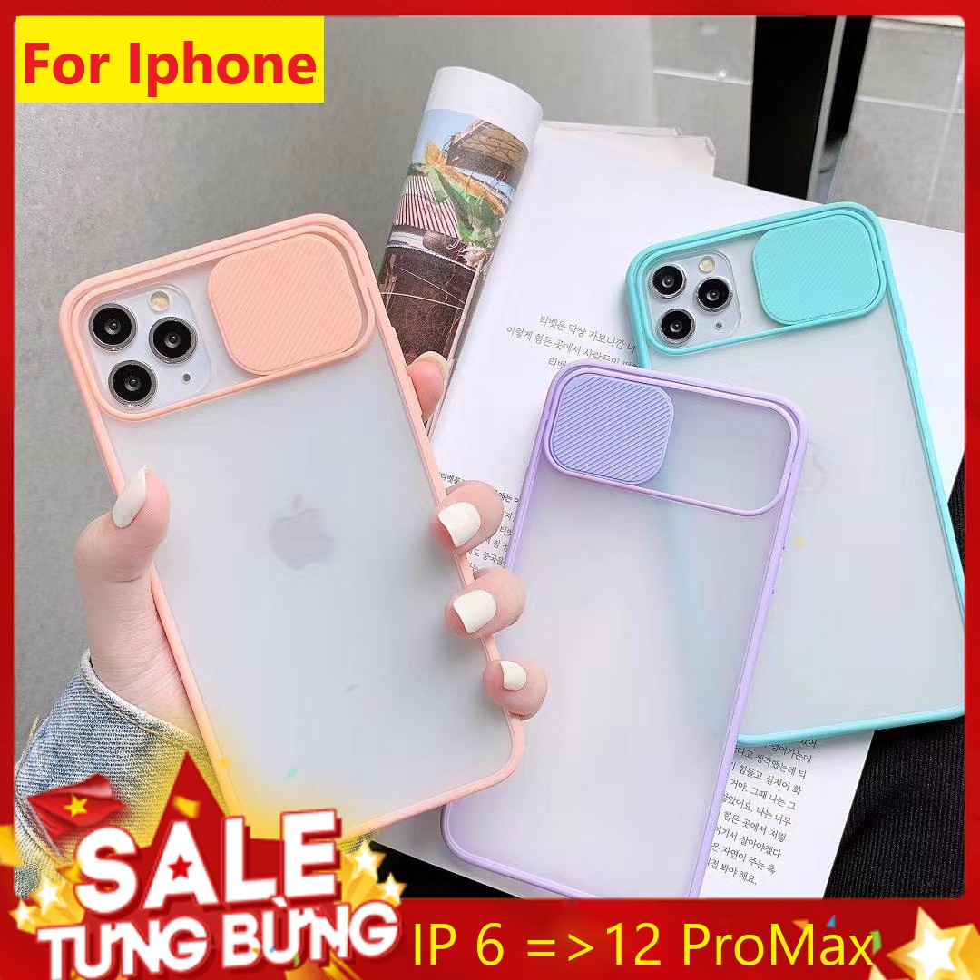 Ốp lưng iPhone nắp trượt bảo vệ camera silicon mềm dẻo nhám mờ 6s/7/8/7Plus/8plus/X/XS/Xs Max/XR/11/12 Promax/ 11 Promax