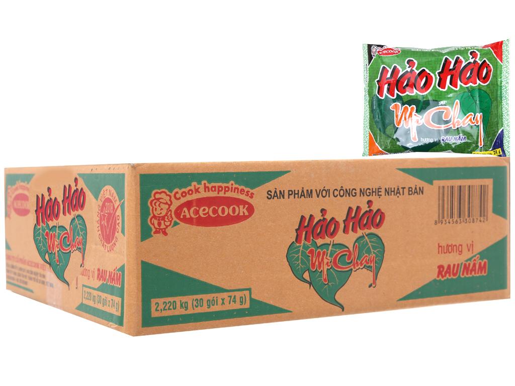 Thùng mì Hảo Hảo chay rau nấm 30 gói 74g