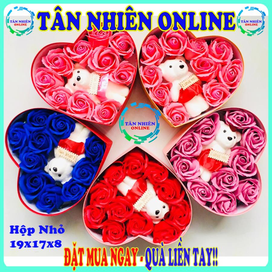 Quà tặng valentine hộp hoa hồng sáp hình trái tim, kèm gấu siêu đẹp đủ màu sắc, kích thước, món quà sinh nhật, quà tặng tình yêu ý nghĩa nhất