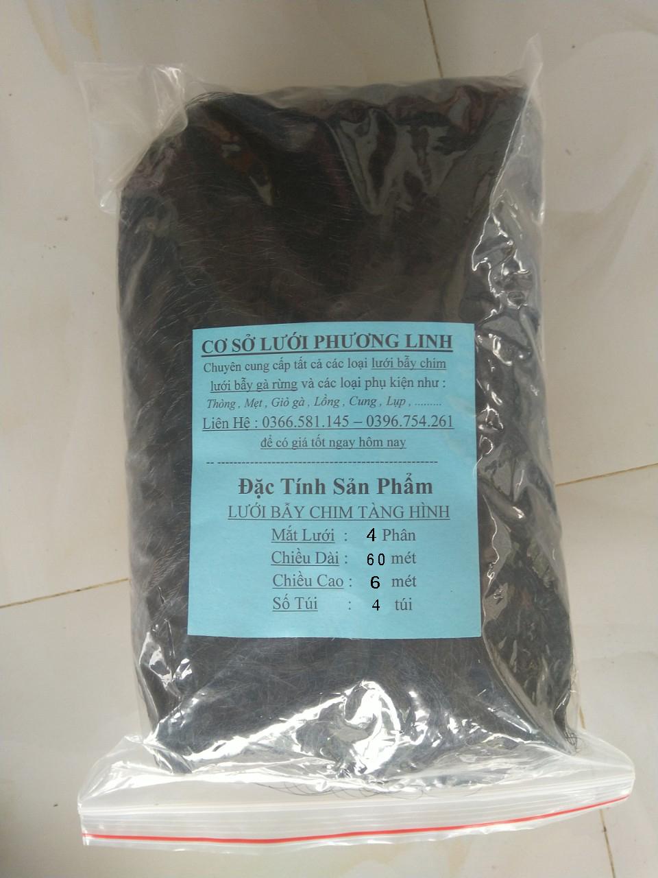 Lưới tàng hình dài 60 mét bẫy chim sẻ , chào mào , tổng hợp các loại mắt 4 phân cao 6 mét 5 giây 4 túi, hàng thái lan mua về là sử dụng