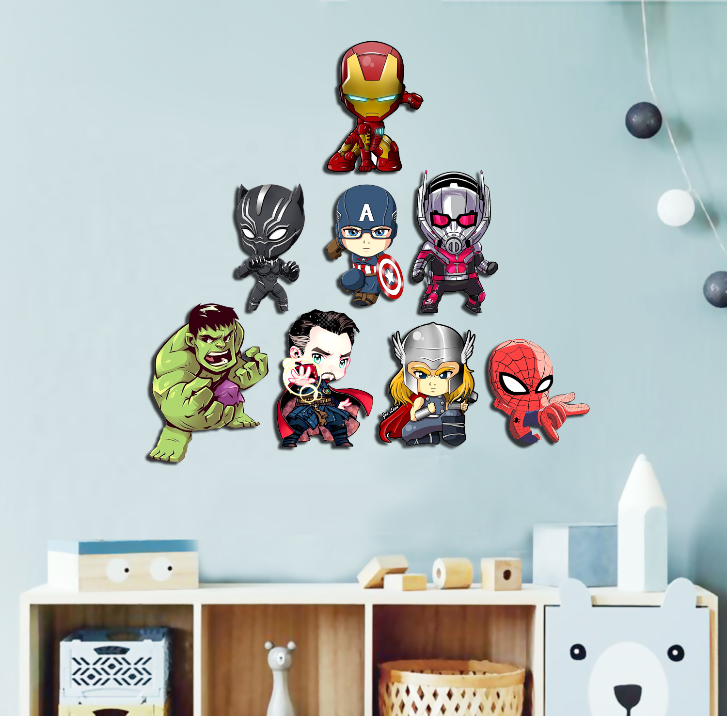 Tranh treo tường hiện đại chủ đề Siêu anh hùng Avenger - tranh trang trí phòng khách, phòng ngủ - Tặng kèm băng dính 3M treo tranh chuyên dụng