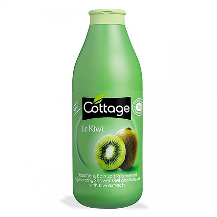 Sữa tắm Cottage Pháp hương kiwi chai 750ml tặng kèm bông tắm cao cấp