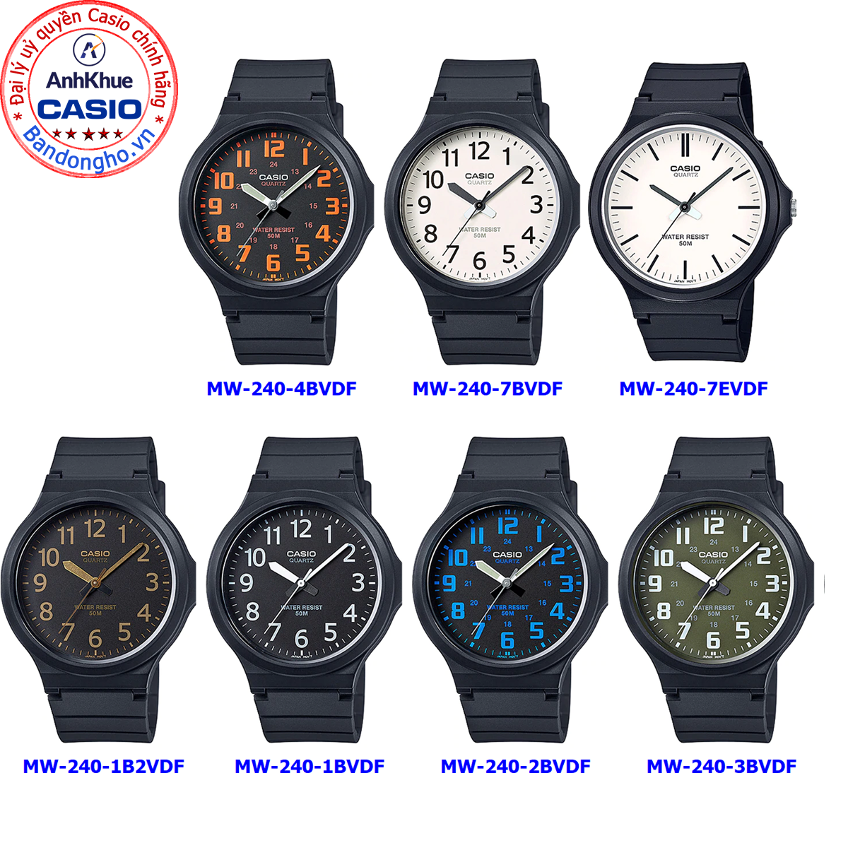 Đồng hồ nam Casio MW-240 ❤️ 𝐅𝐑𝐄𝐄𝐒𝐇𝐈𝐏 ❤️ Đồng hồ Casio chính hãng Anh Khuê đồng hồ kim đẹp chính hãng Chống nước 50m